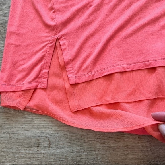 Soft Surroundings Marique Rayon Hi-Low Tunic Asymmetric Hem Stretch Coral Sz 3X - Picture 7 of 8